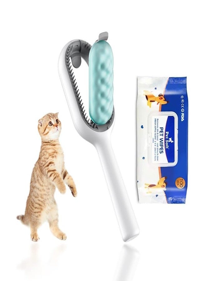 Kittupet pet hair Gravity long Haired Dog Brush, 100 Tissue Included, Pet Brush, Healing Brush, Slicker Brush, Cat Comb, Dog Comb, One Massage, Fur Cleaner, One Touch Removal, Grooming Expert, Combo Pack (Blue) - Image 2